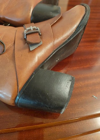 Taba Rengi Diz Altı Deri Çizme - Görsel 4