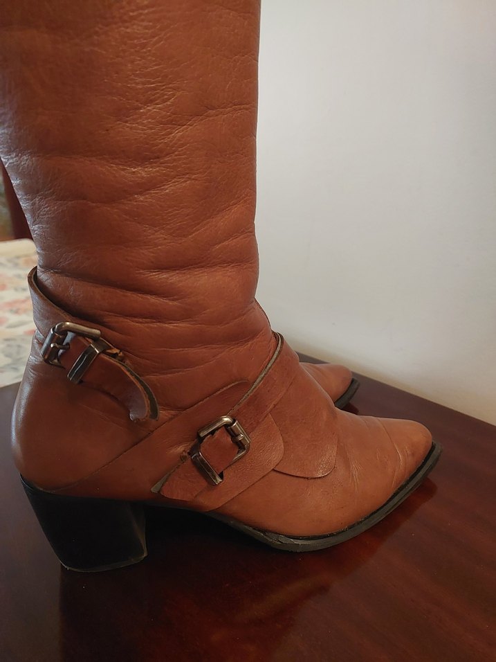 Taba Rengi Diz Altı Deri Çizme - Görsel 2