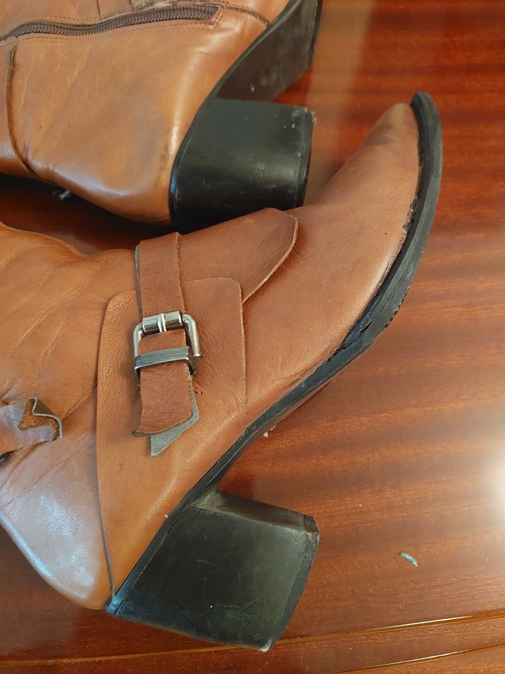 Taba Rengi Diz Altı Deri Çizme - Görsel 3