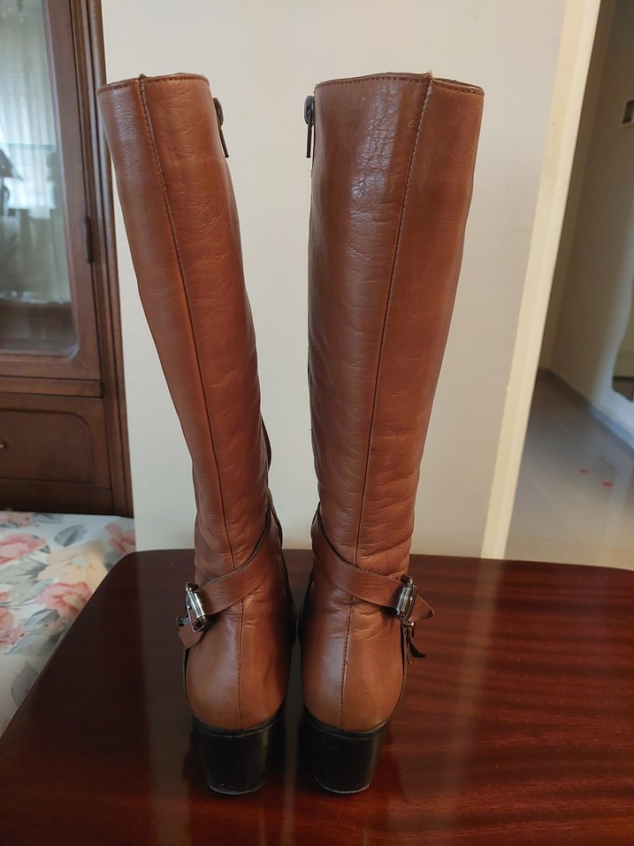 Taba Rengi Diz Altı Deri Çizme - Görsel 5