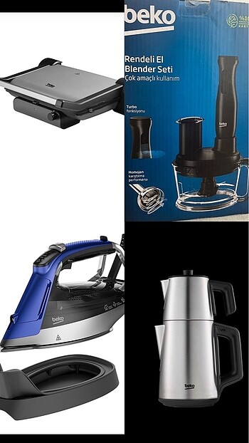 Çay ketl seti, otomatik ütü, tost makinesi, blendr seti