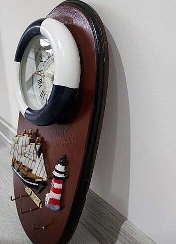  Beden Antika Ahşap Askılık Denizci Saati