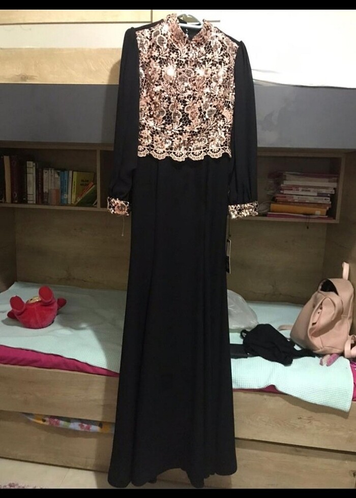 Balık model tesettür abiye elbise  - Görsel 3