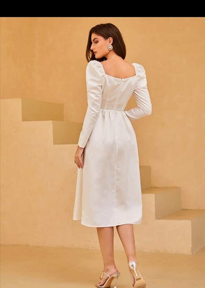 Shein beyaz midi boy elbise  - Görsel 4