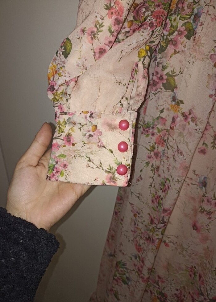 Uzun tesettür şifon elbise  - Görsel 2