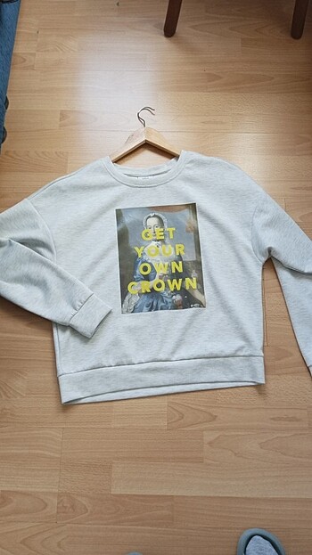 Only M beden resim baskılı gri sweatshirt 