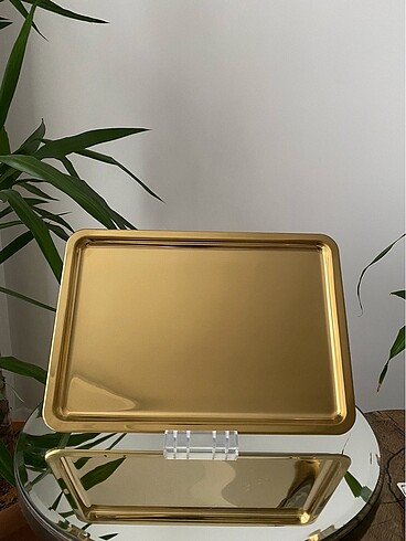 OLAY No:3 Paslanmaz Celik 23x33cm Gold Kahve | Cay | Dekoratif