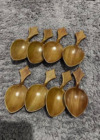  Kısa saplı Tahta oyun kaşığı 4 çift 2 kişilik