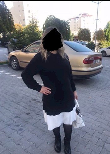 Siyah Piliseli Midi Triko Elbise - Görsel 2