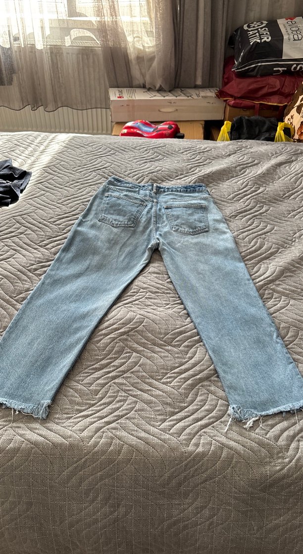 Kadın Mavi Midi Boy Denim Kot Pantolon - Görsel 4