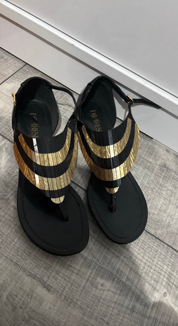 Divarese Altın Renkli Yılan Desenli Kadın Sandalet - Görsel 4