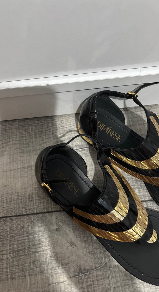 Divarese Altın Renkli Yılan Desenli Kadın Sandalet - Görsel 3