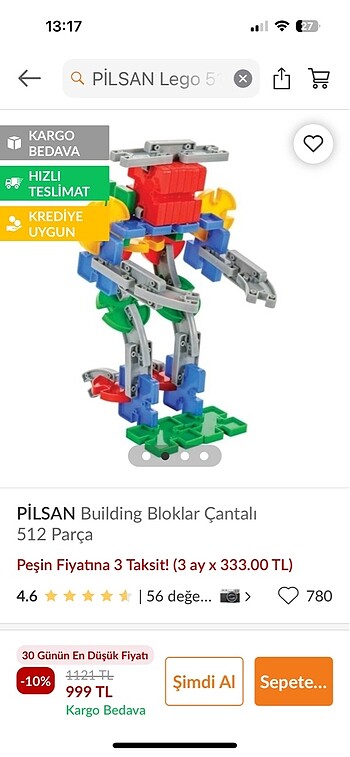 Beden Renk PİLSAN buildg blocks 512 parca yeni