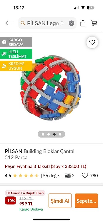 Beden PİLSAN buildg blocks 512 parca yeni