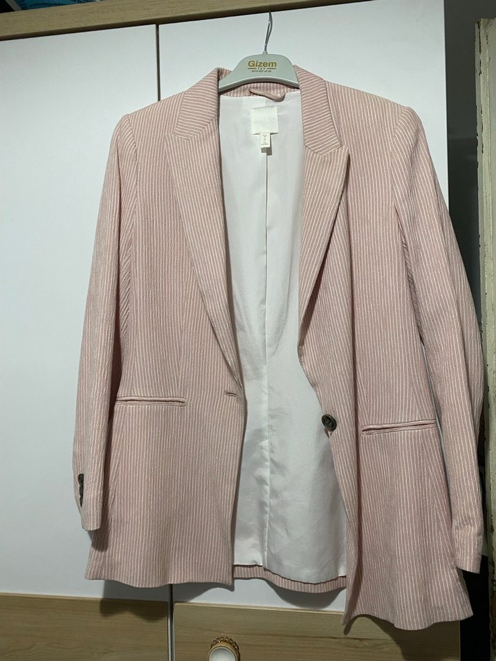 Bej Düğmeli Kadın Ofis Blazeri - Görsel 2