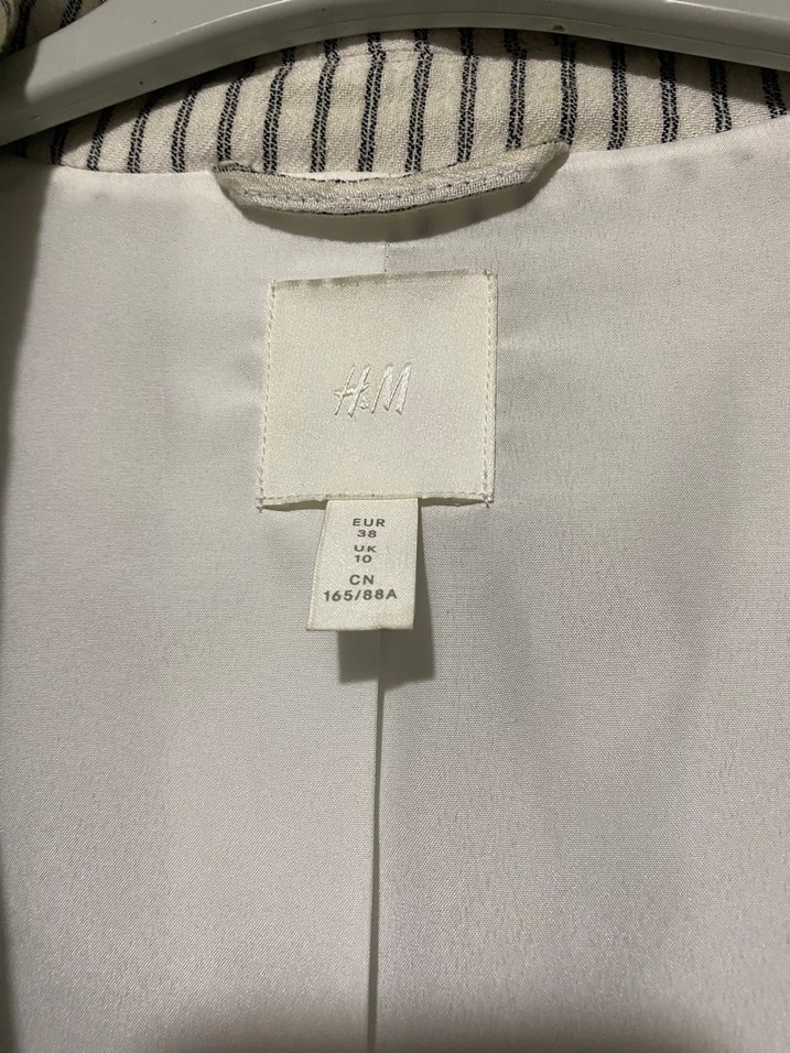 Çizgili Beyaz Kadın Blazer Ceket - Görsel 2