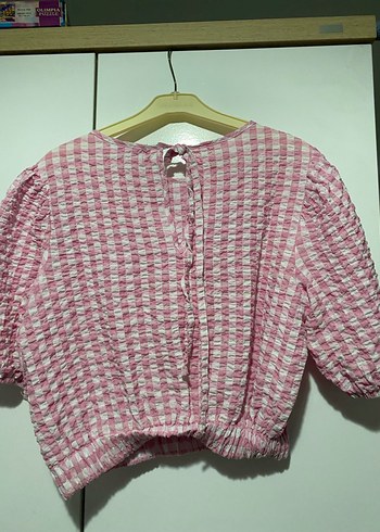 Pembe Kısa Kollu Bluz - Görsel 3