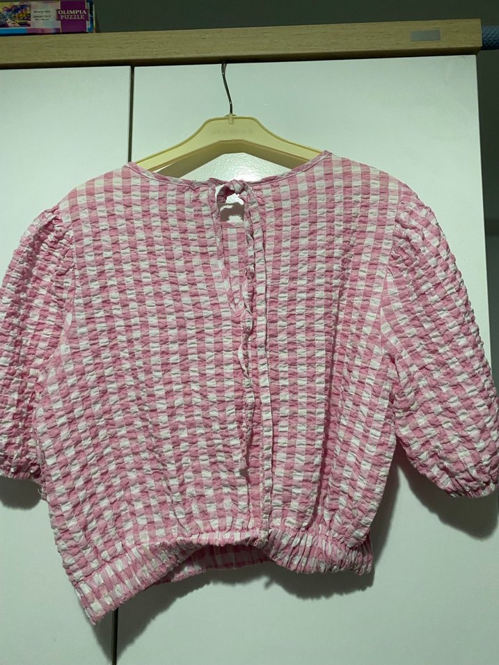 Pembe Kısa Kollu Bluz - Görsel 3