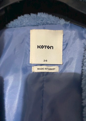 Düğmeli Uzun Mavi Kadın Kaban - Görsel 2