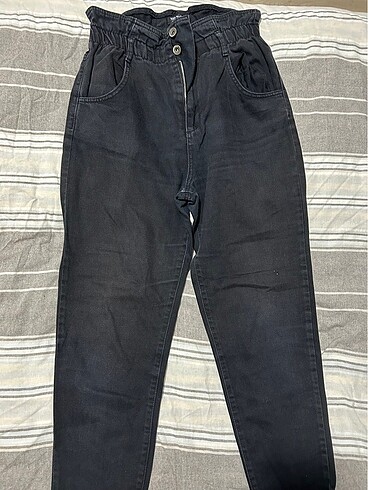 Kadın beli lastikli mom jean