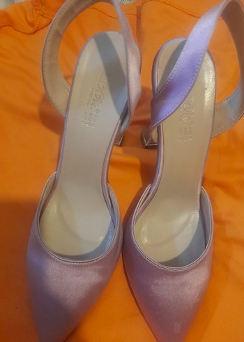 Mor Saten Stiletto Topuklu Kadın Ayakkabı