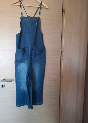 Kadın Lacivert İp Askılı Denim Tulum