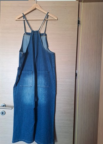 m Beden Kadın Lacivert İp Askılı Denim Tulum