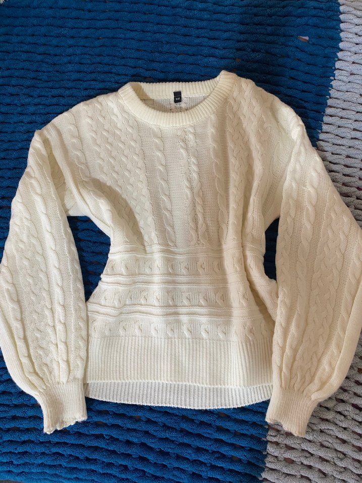 Beyaz Örgü Kadın Kazak - Görsel 2