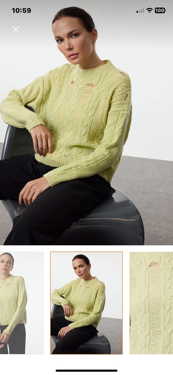 Yeşil Örgü Kadın Triko Kazak - Görsel 5