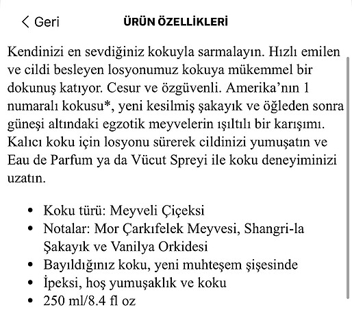 Beden Renk Victoria's secret vucut bakım losyonu