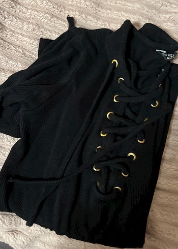 Siyah Goth V Yaka Düğmeli Elbise - Görsel 7