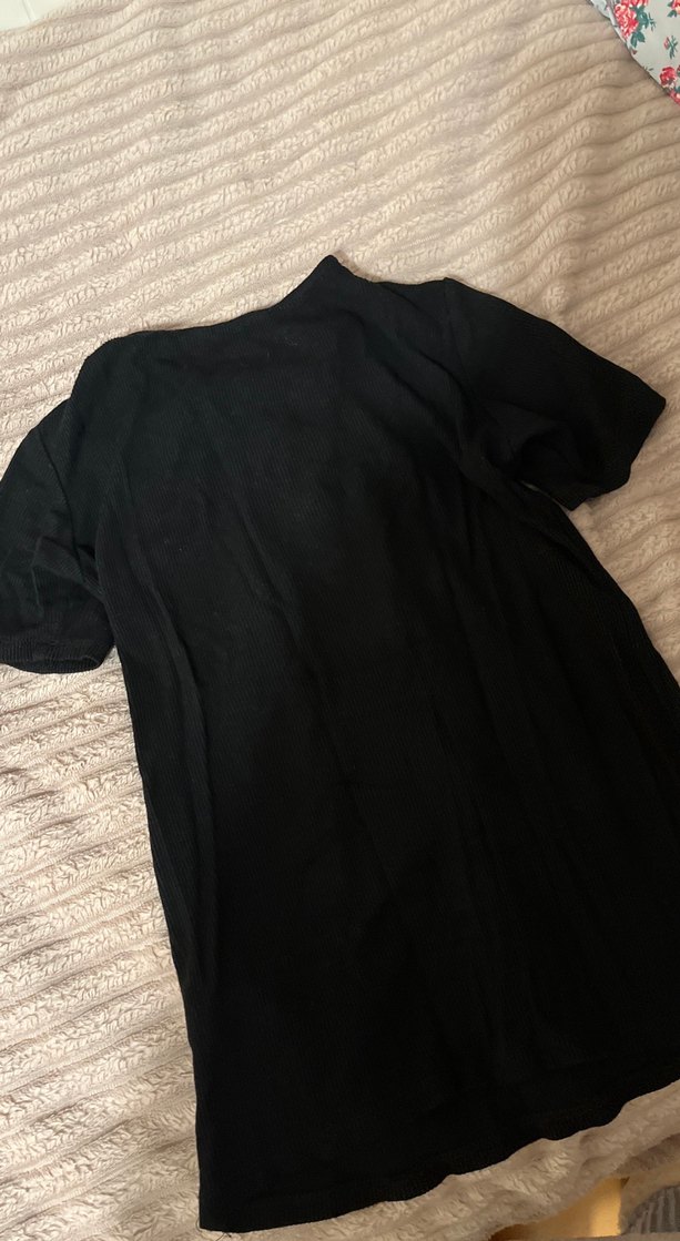 Siyah Goth V Yaka Düğmeli Elbise - Görsel 5