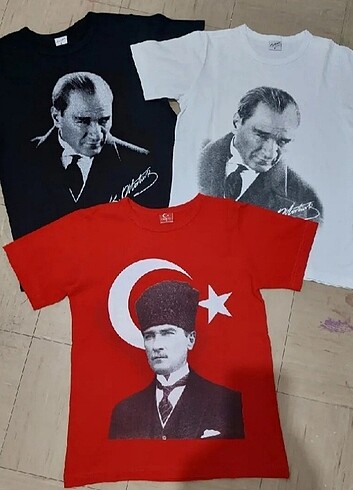 7 Yaş Beden siyah Renk Atatürk Tşörtleri