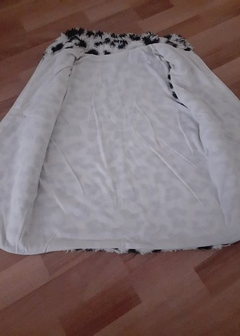 xs Beden Leopar Desenli Kürklü Kadın Yelek