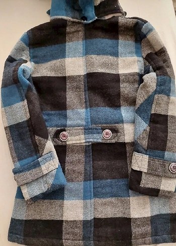 Kız Çocuk Kapüşonlu Düğmeli Kaban - Görsel 4