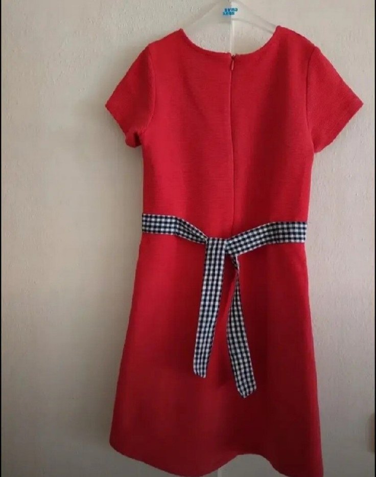 Kız Çocuk Kırmızı Kısa Kollu Elbise - Görsel 2