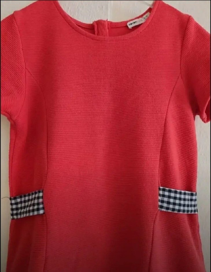 Kız Çocuk Kırmızı Kısa Kollu Elbise - Görsel 3