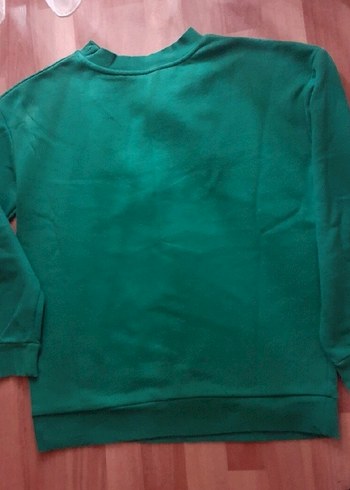 Renkli Noel Baba Desenli Yeşil Sweatshirt - Görsel 4