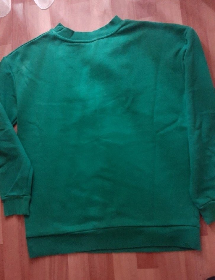 Renkli Noel Baba Desenli Yeşil Sweatshirt - Görsel 4