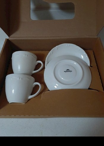 Beyaz porselen 2'li Kahve Fincanı Seti - Görsel 3