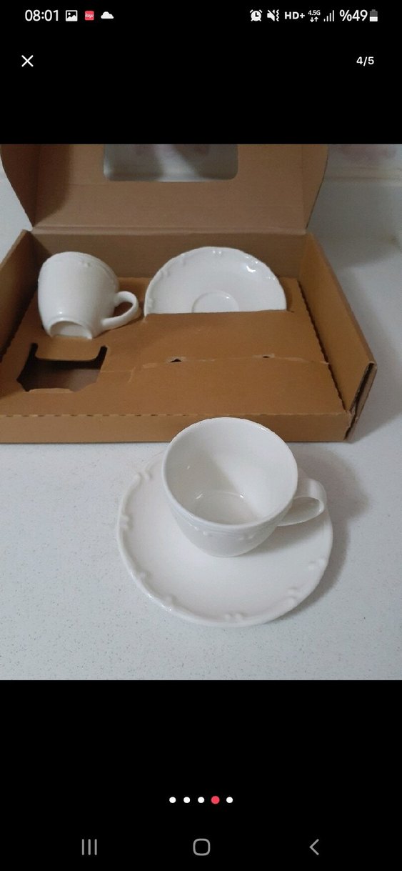 Beyaz porselen 2'li Kahve Fincanı Seti - Görsel 2