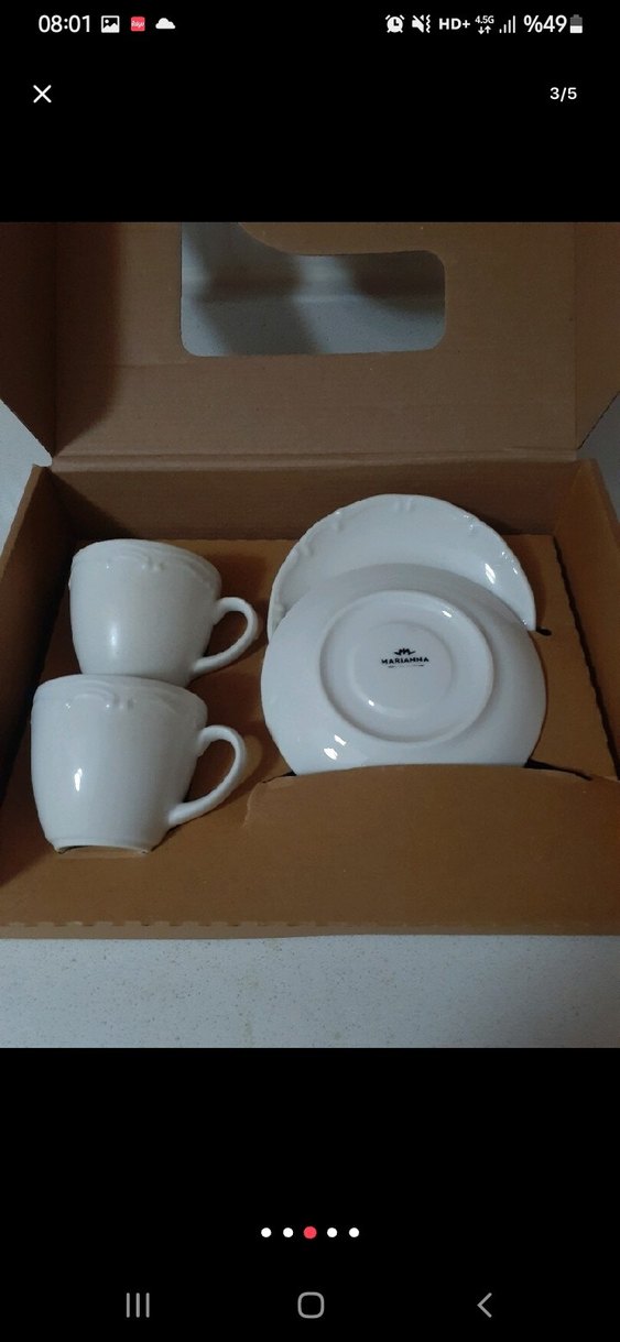 Beyaz porselen 2'li Kahve Fincanı Seti - Görsel 3