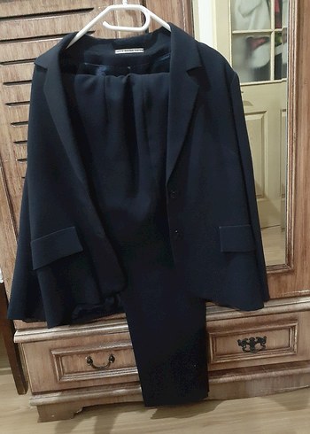 Kadın Lacivert Düğmeli Ofis Blazer Ceketli Takım - Görsel 5