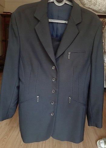 Lacivert Düğmeli Kadın Ofis Ceket Etekli Takım - Görsel 3