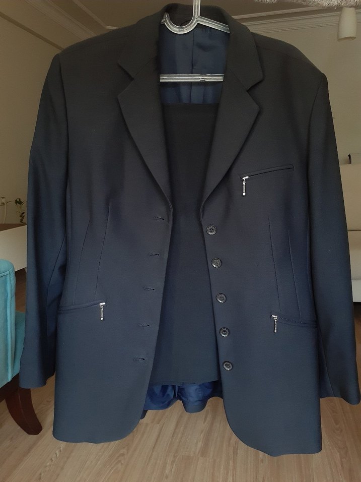 Lacivert Düğmeli Kadın Ofis Ceket Etekli Takım - Görsel 2