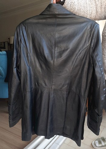 Düğmeli Siyah Kadın Deri Ceket - Görsel 3