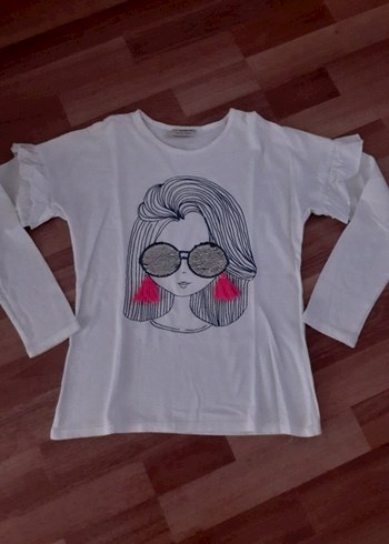 Kız Çocuk Beyaz Baskılı Tişört ve Kot Şort - Görsel 5