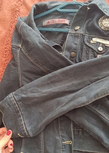 m Beden lacivert Nakışlı Kadın Denim kot Ceket