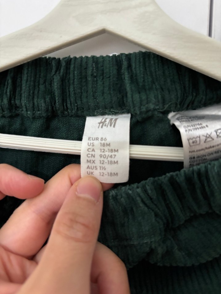 H&M Yeşil Erkek Çocuk Kadife Pantolon - Görsel 3