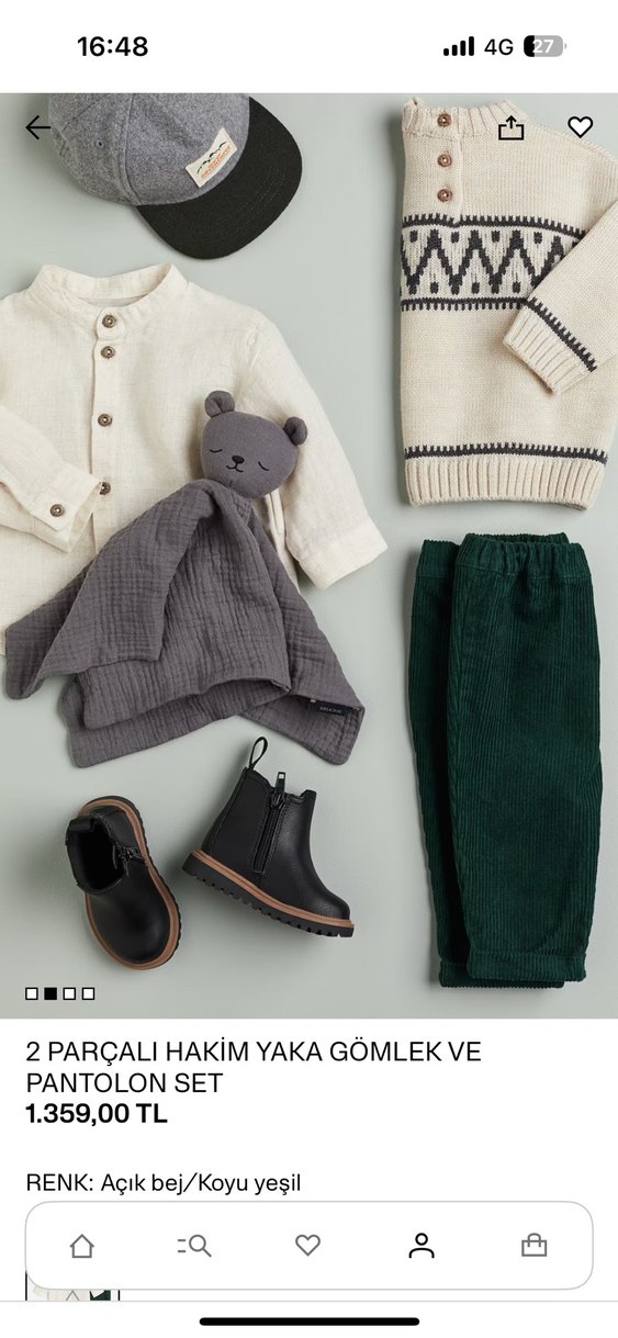 H&M Yeşil Erkek Çocuk Kadife Pantolon - Görsel 5